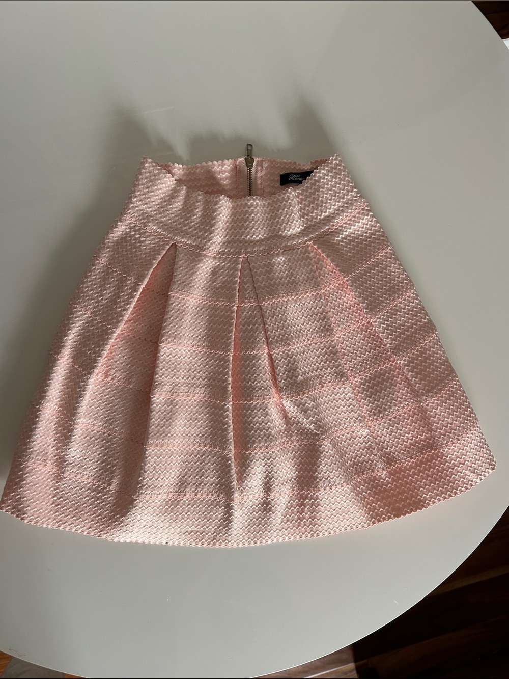 Honey Punch Blush Pink Textured Pleated A-Line Skirt
